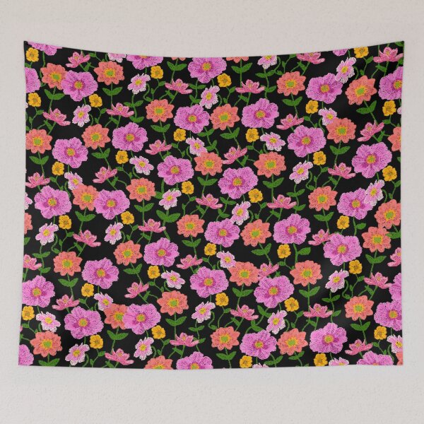 Item preview, Cottage Core Bright Floral on Black Jumbo designed and sold by springstdesign.