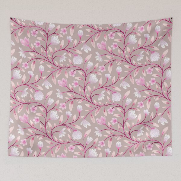 Item preview, Magnolia and cherry blosom - Pink, Beige, Trailing Floral seamless pattern designed and sold by Mr. Reis Design.