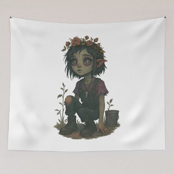 Item preview, Rot in Bloom – Gothic Garden Zombie Girl Art designed and sold by Soft rot studio.