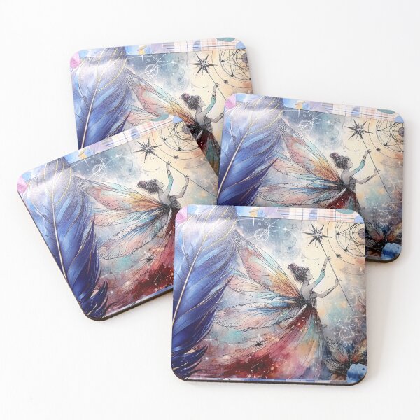 Item preview, Celestial Fairy with Aurora Wings – Magic Feather Collage designed and sold by Koh..
