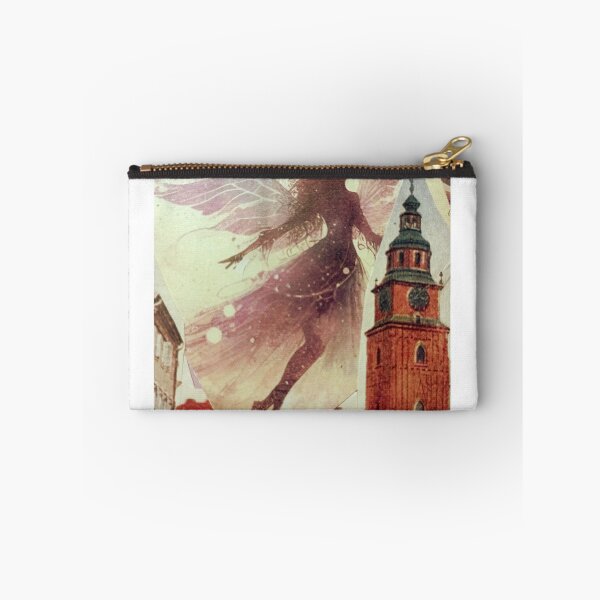 Item preview, Purple Winged Elf over Gothic Clock Tower – Fantasy Collage designed and sold by Koh..