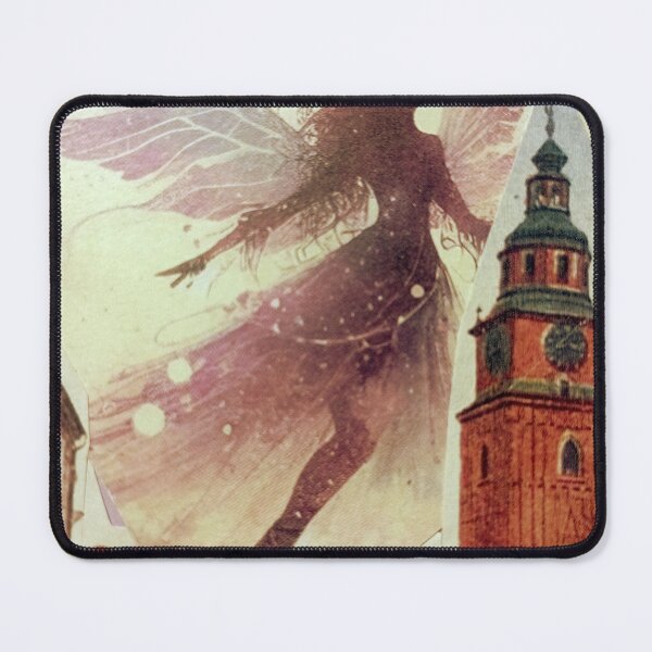 Item preview, Purple Winged Elf over Gothic Clock Tower – Fantasy Collage designed and sold by Koh..