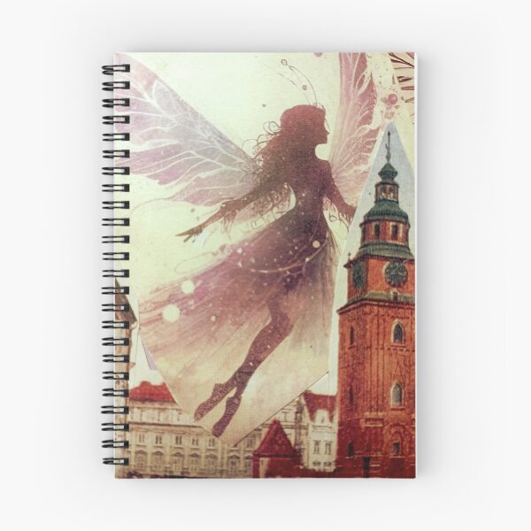 Item preview, Purple Winged Elf over Gothic Clock Tower – Fantasy Collage designed and sold by Koh..