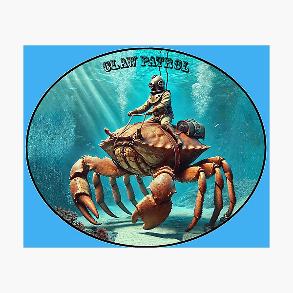 Item preview, Vintage Diver with Diving Helmet Riding a Giant Crab URM designed and sold by urmaddad.