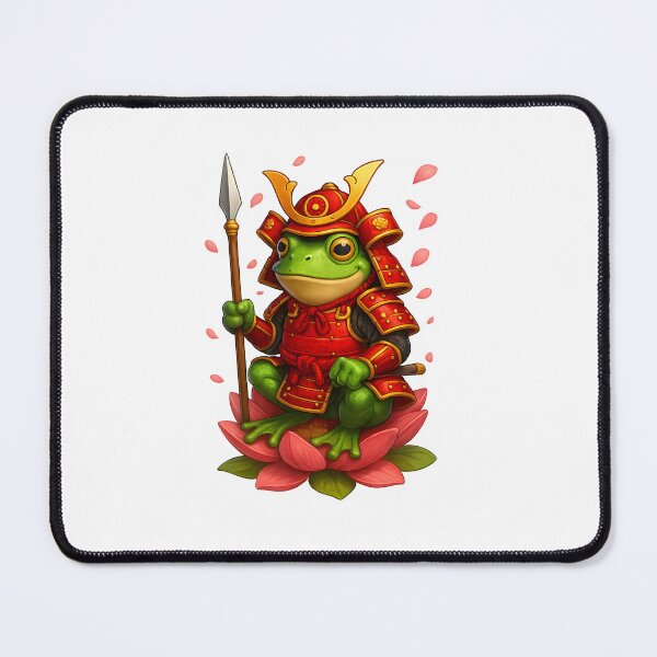 Item preview, Samurai Frog on Lotus – Warrior Animal Art designed and sold by WolfPixelRo.