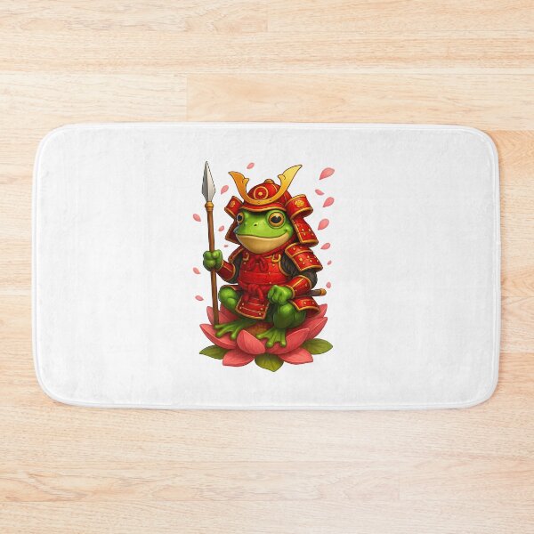 Item preview, Samurai Frog on Lotus – Warrior Animal Art designed and sold by WolfPixelRo.