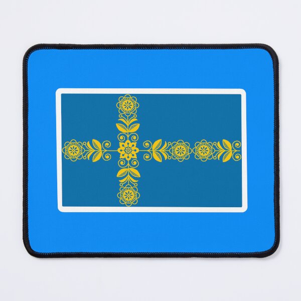 Item preview, Sweden flag with rosemaling designed and sold by emilieasven.