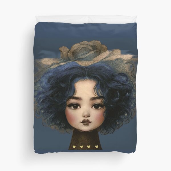 Item preview, Doll with blue hair and a hat with a veil designed and sold by MaPerle.
