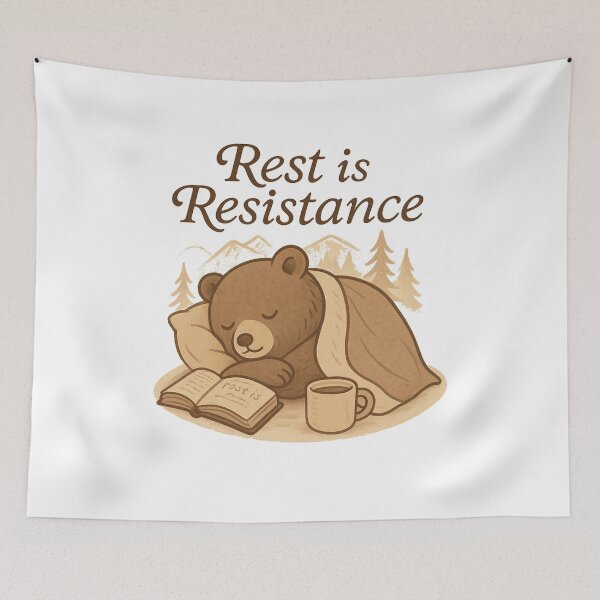 Item preview, Cozy Bear – Rest is Resistance (Melancholy Animal Club Series) designed and sold by Zagdan.