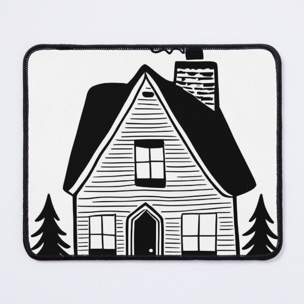 Item preview, Rustic Forest Cabin – Minimalist Black and White Line Art Illustration designed and sold by echowood26.