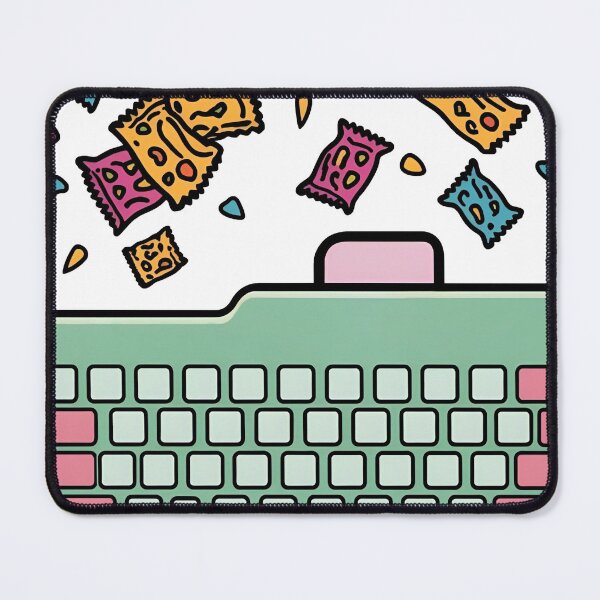 Item preview, Colorful Keyboard with Snacks – Cute Pastel Line Art Illustration designed and sold by echowood26.