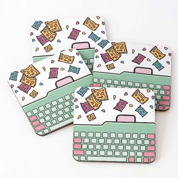 Item preview, Colorful Keyboard with Snacks – Cute Pastel Line Art Illustration designed and sold by echowood26.