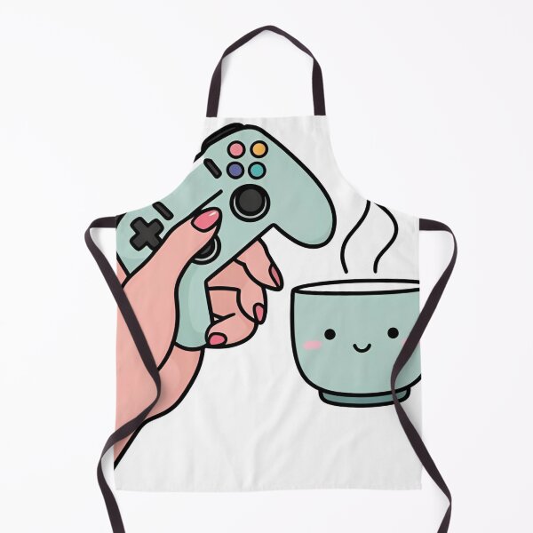 Item preview, Kawaii Gaming Controller and Smiling Mug – Cute Pastel Line Art Illustration designed and sold by echowood26.
