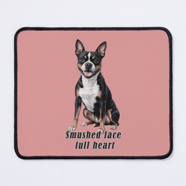 Item preview, Black Boston Terrier - smushed face full heart designed and sold by Pawtraitvibes.