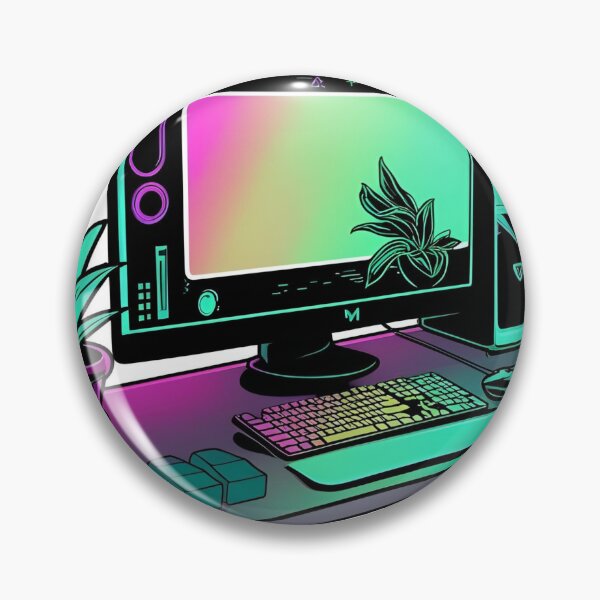 Item preview, Neon Gaming Setup – Glowing Line Art of Computer and Console Desk designed and sold by echowood26.