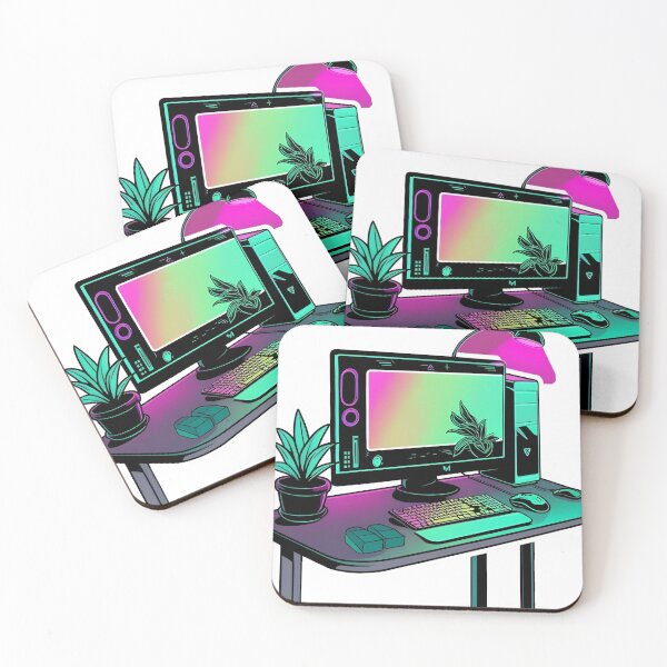 Item preview, Neon Gaming Setup – Glowing Line Art of Computer and Console Desk designed and sold by echowood26.