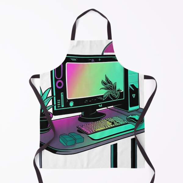 Item preview, Neon Gaming Setup – Glowing Line Art of Computer and Console Desk designed and sold by echowood26.