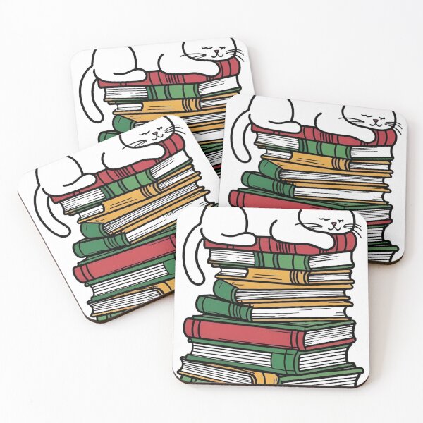 Item preview, Cat on Colorful Book Stack – Cozy Line Art Illustration designed and sold by echowood26.