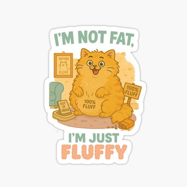 Vista previa del artículo con la obra «No estoy gorda, solo soy esponjosa – Ilustración humorística de un lindo gato regordete», diseñado y vendido por Farngstudio.