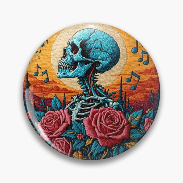 Item preview, Skull, Roses and Music Embroidered Iron On Patch designed and sold by Peecoo.