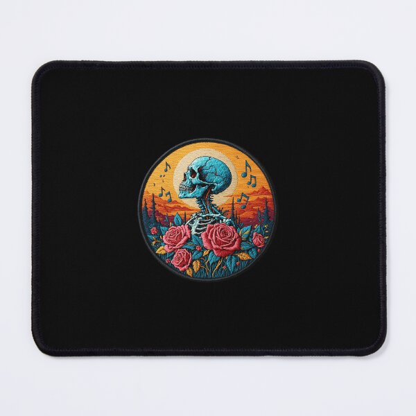 Item preview, Skull, Roses and Music Embroidered Iron On Patch designed and sold by Peecoo.