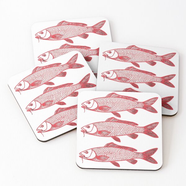 Item preview, Three Red Line-art Fishes 2 designed and sold by SparroCreative.