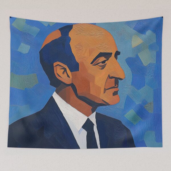 Item preview, Oscar Niemeyer portrait | Post-impressionist painting style designed and sold by ComicsFactory.