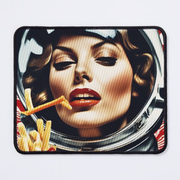 Item preview, Female Astronaut Eats French Fries 1970s Pop Aesthetic 22 designed and sold by NickWhittleArt.