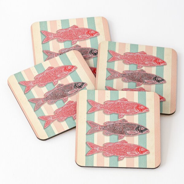 Item preview, Three Red Line-art Fishes 2 designed and sold by SparroCreative.