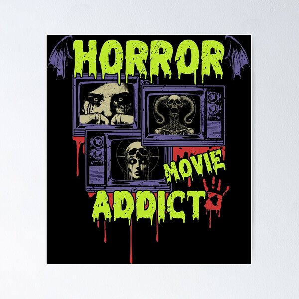 Vista previa del artículo con la obra «adicto a la película de terror», diseñado y vendido por fabiandesigns88.