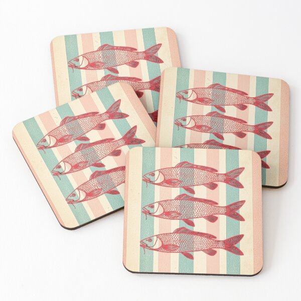 Item preview, Three Red Line-art Fishes 4 designed and sold by SparroCreative.