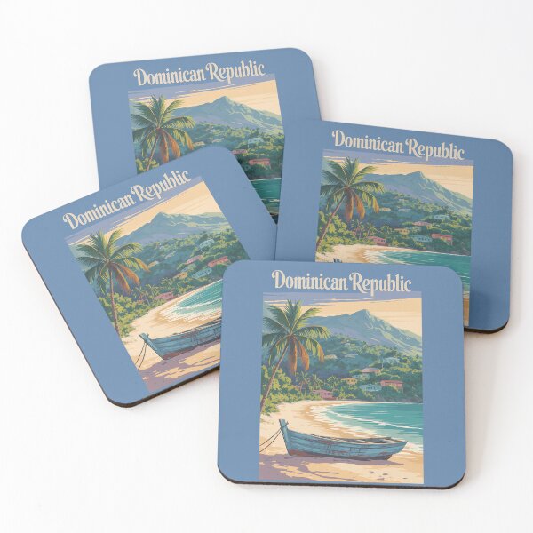 Item preview, Dominican Republic Boat Illustration Travel Art Vintage designed and sold by KrisSidDesigns.
