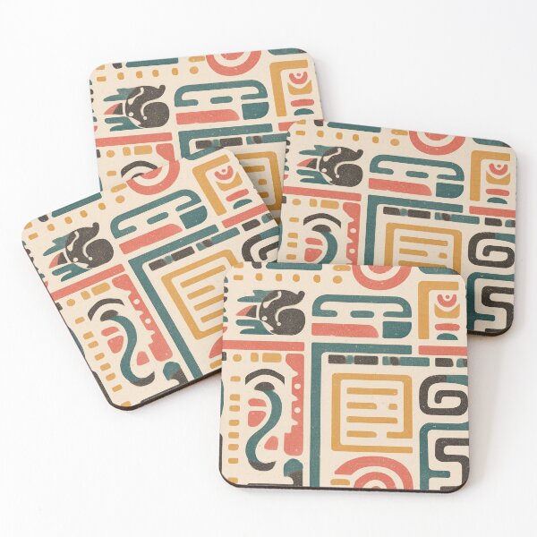 Item preview, Monumental Greca Pattern in Cochineal and Jade designed and sold by Moisky Patterns.