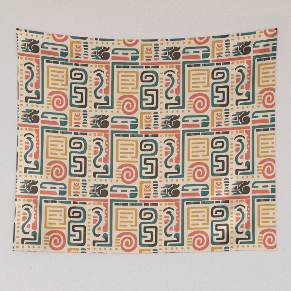 Item preview, Monumental Greca Pattern in Cochineal and Jade designed and sold by Moisky Patterns.
