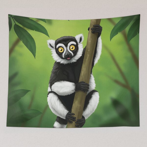 Item preview, Lemur Illustration on Jungle Branch designed and sold by -DEEWOLF-.