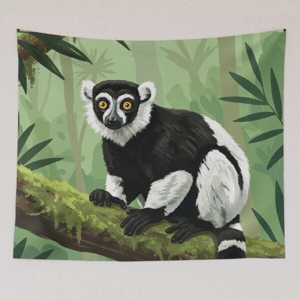 Item preview, Lemur Illustration on Jungle Branch designed and sold by -DEEWOLF-.