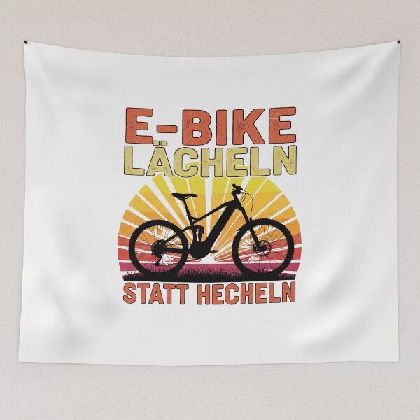Item preview, E-Bike Lächeln Statt Hecheln Retro Sunburst Silhouette designed and sold by SlocifieShop.