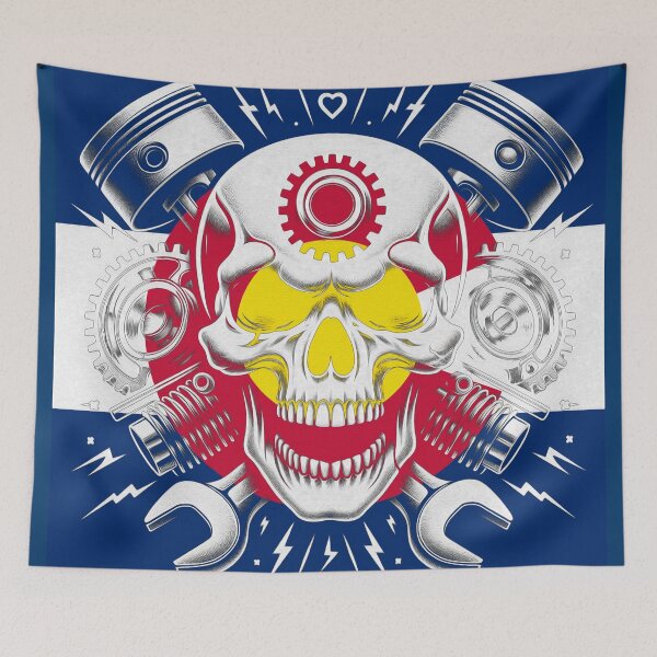 Item preview, Mechanic Skull Over Colorado Flag 051925 50 designed and sold by Lazarustci.