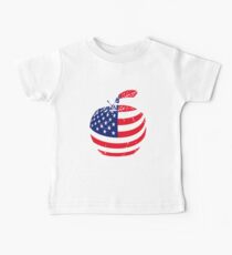 Apple USA Flag Red White Blue Stars Stripes Baby Tee
