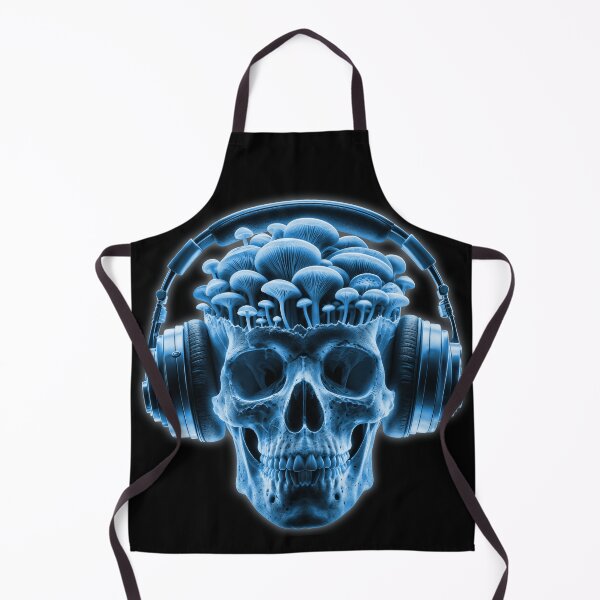 Item preview, Fungi Beats: Skull Vibes with Mushrooms and Headphones in Glowing Blue designed and sold by DopeVibeStuff.