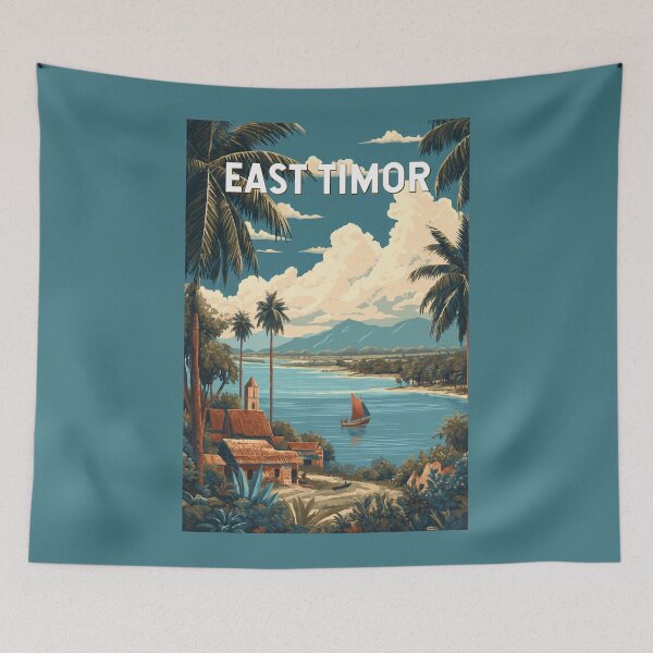 Item preview, East Timor Illustration Travel Art Vintage designed and sold by KrisSidDesigns.