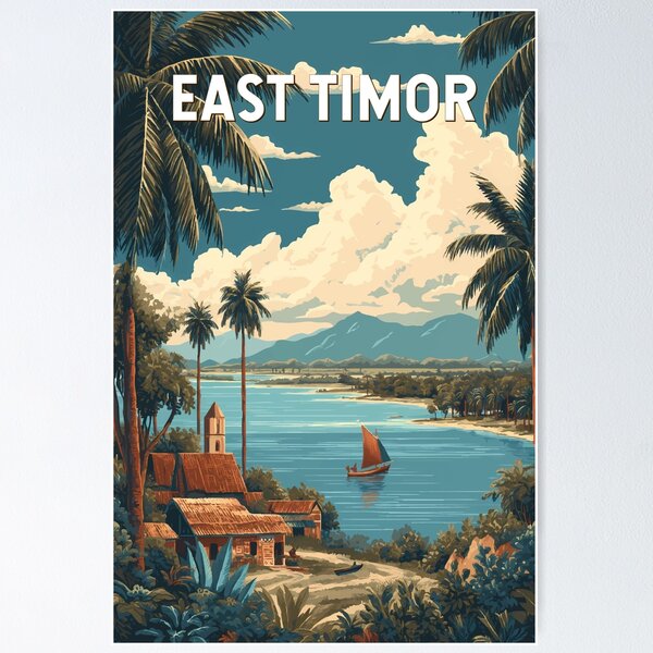 Item preview, East Timor Illustration Travel Art Vintage designed and sold by KrisSidDesigns.