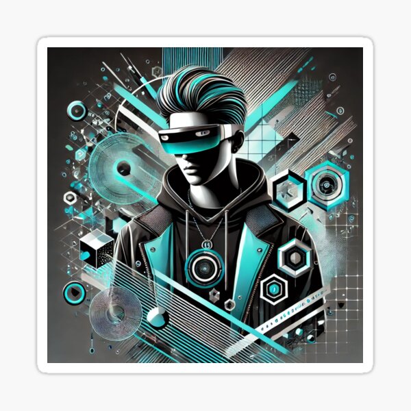 Item preview, Cyberpunk Visionary in Virtual Realm designed and sold by MarinaBlackArt.