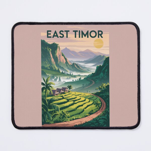 Item preview, East Timor Fields Illustration Travel Art Vintage designed and sold by KrisSidDesigns.