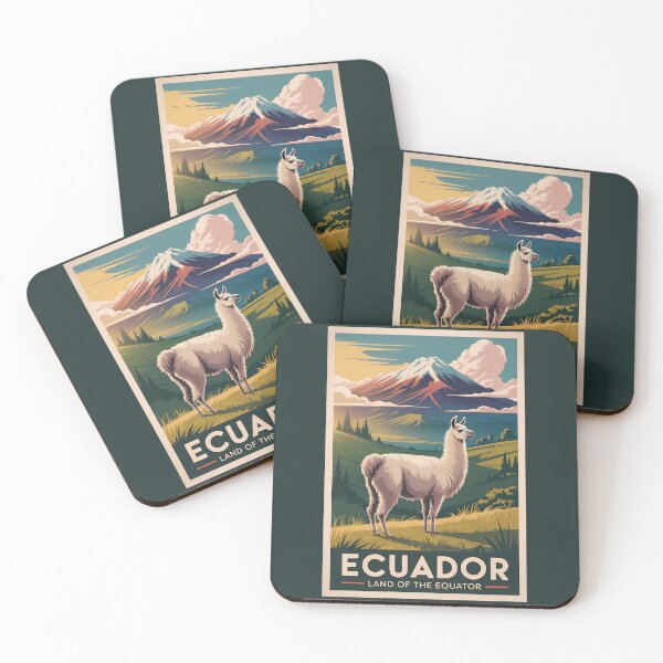 Item preview, Ecuador Llama Illustration Travel Art Vintage designed and sold by KrisSidDesigns.