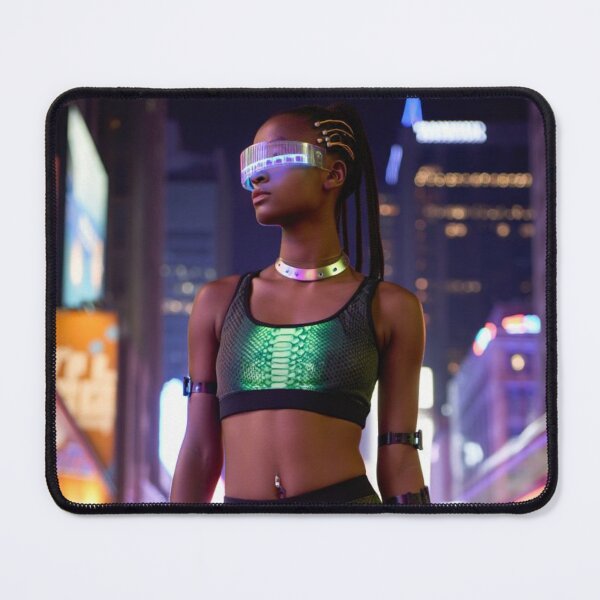 Item preview, Neon Pulse: Cyberpunk Femme in Snakeskin Glow designed and sold by ArtiQreate.