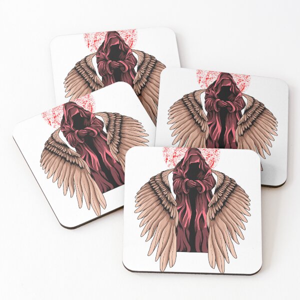 Item preview, Dark Angel with Wings and Red Moon Illustration designed and sold by RINCÓN CREATIVO LT.