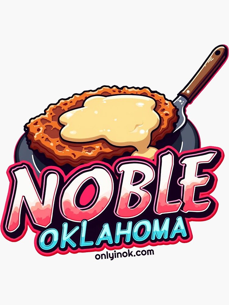 Thumbnail 3 of 3, Sticker, Noble Oklahoma might have the biggest Chicken Fry in the World designed and sold by OnlyinOKShow.