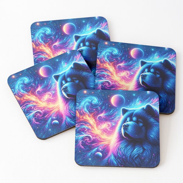 Item preview, Majestic Galactic Chow Chow – Fantasy Dog Portrait in Blue Light designed and sold by EmeraldeaArt.