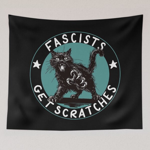 Item preview, Cats Against Fascists Turquoise Version designed and sold by KilkennyCat Art.